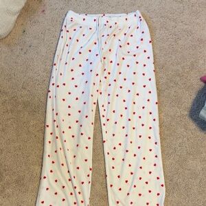 Aeropostale White and Red Heart Pajama Pants